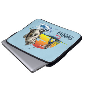 Vintage Bass Fishing Graphic Art [Male] 15" Laptop Sleeve