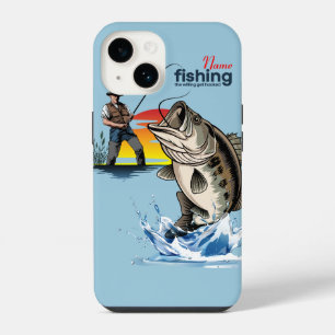 Vintage Bass Fishing Graphic Art [Male]  iPhone 14 Case