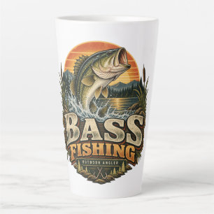 Vintage Bass Fishing Sunrise Latte Mug