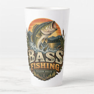 Vintage Bass Fishing Sunrise Latte Mug