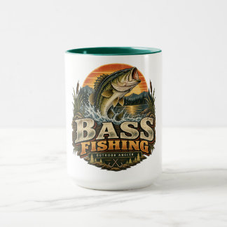 Vintage Bass Fishing Sunrise Mug