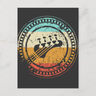 Vintage Bass Guitar Headstock Retro Guitarist Postcard
