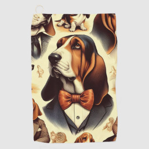 Vintage Basset Hound  Illustration Golf Towel