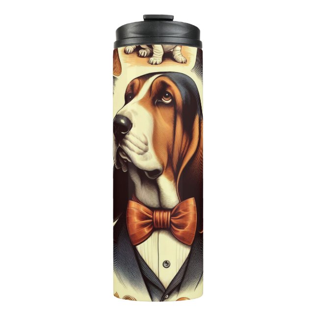 Vintage Basset Hound  Illustration Thermal Tumbler (Front)