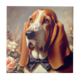 Vintage Basset Hound Painting Tile