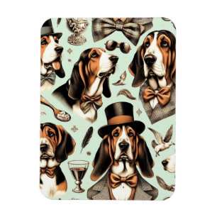 Vintage Basset Hound Seamless Magnet