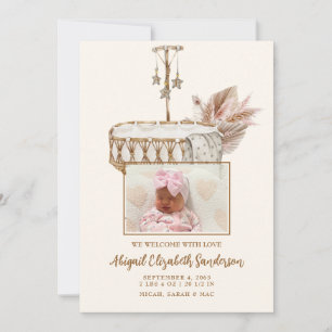 Vintage Bassinet Photo Birth Announcement 