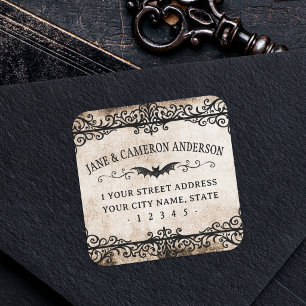 Vintage Bat Antique Parchment return address Square Sticker