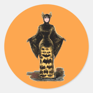 Vintage Bat Costume Classic Round Sticker