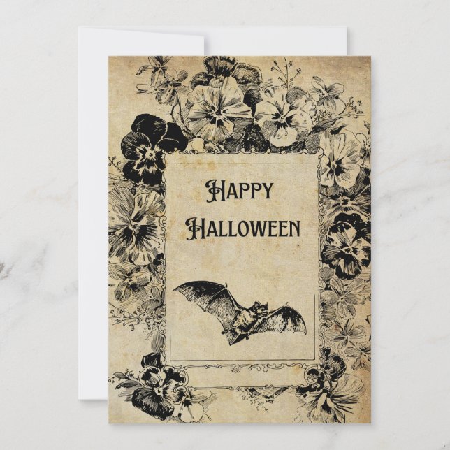 Vintage Bat Halloween Card (Front)