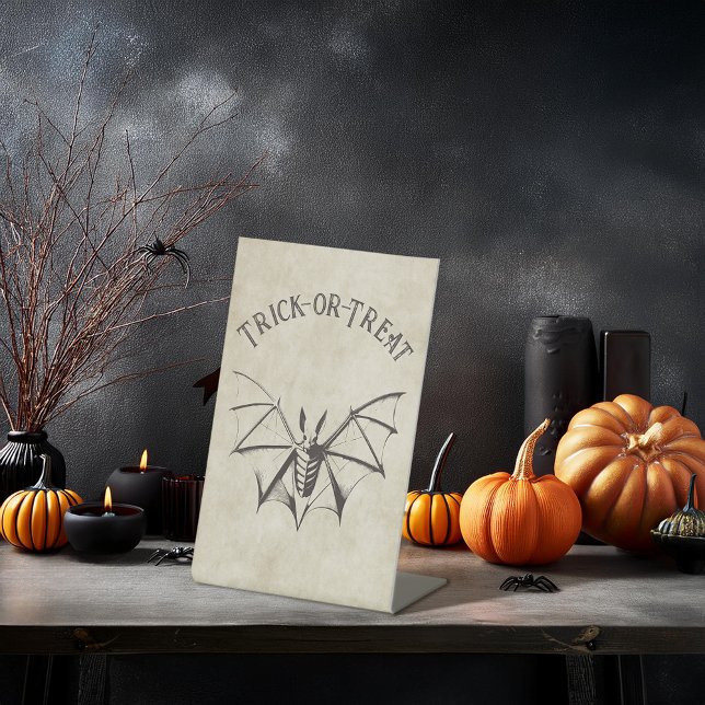 Vintage Bat Halloween Party Pedestal Sign (Creator Uploaded)