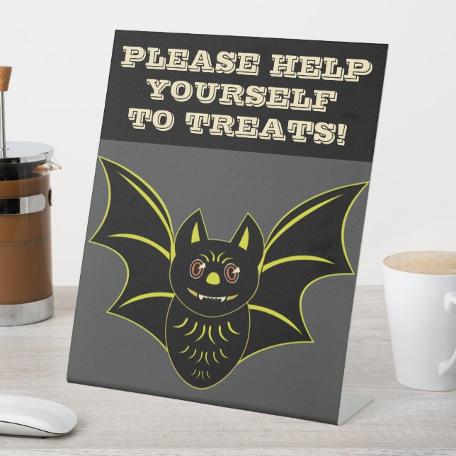 Vintage Bat Help Yourself Pedestal Sign (In SItu)