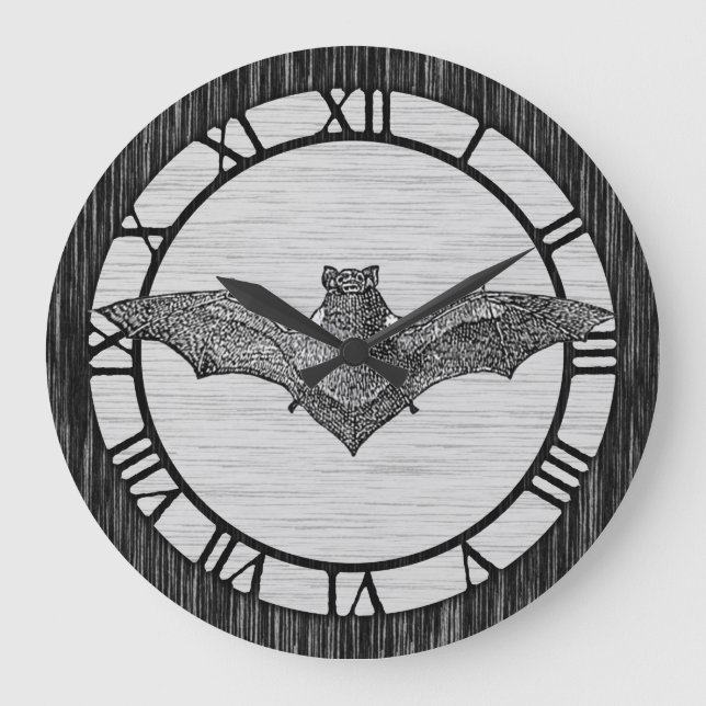 Vintage Bat Illustration Large Clock (Front)