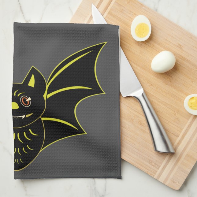 Vintage Bat Kitchen Towel (Quarter Fold)