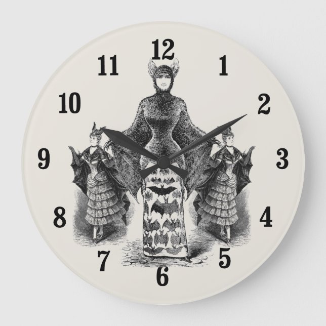 Vintage Bat Ladies Large Clock (Front)