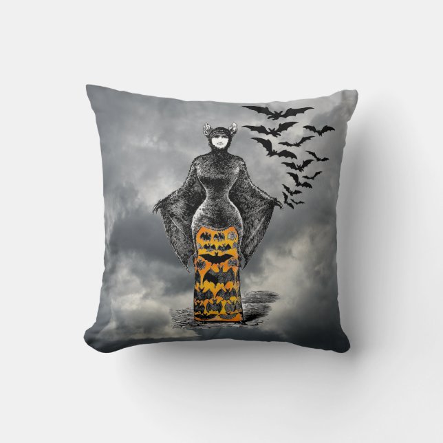 Vintage Bat lady pillow (Front)