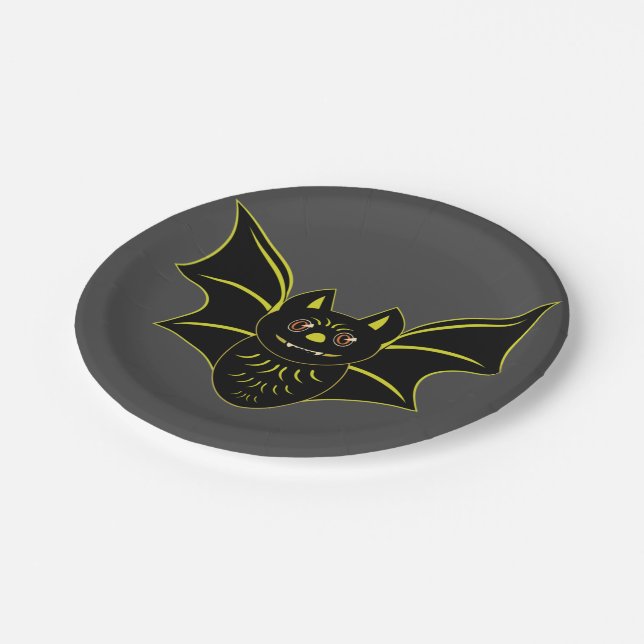 Vintage Bat Paper Plates (Angled)