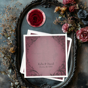 Vintage Bat Until Death Burgundy Wedding Napkin