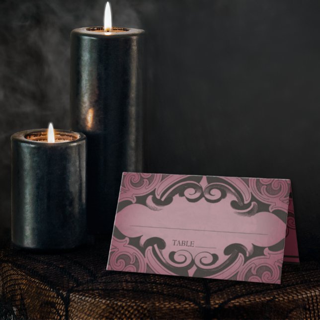 Vintage Bat Until Death Burgundy Wedding Place Card (Vintage Bat Until Death Burgundy Wedding Place Card)