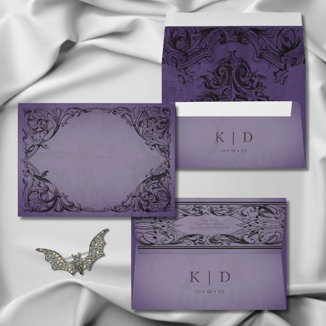 Vintage Bat Until Death Purple Wedding Envelope (Vintage Bat Until Death Purple Wedding Envelope)