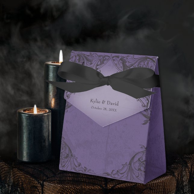 Vintage Bat Until Death Purple Wedding Favour Box (Vintage Bat Until Death Purple Wedding Favor Boxes)