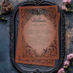 Vintage Bat Until Death Rust Wedding Programme