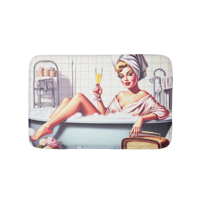 Vintage Bath Pin-Up Bath Mat (Front)