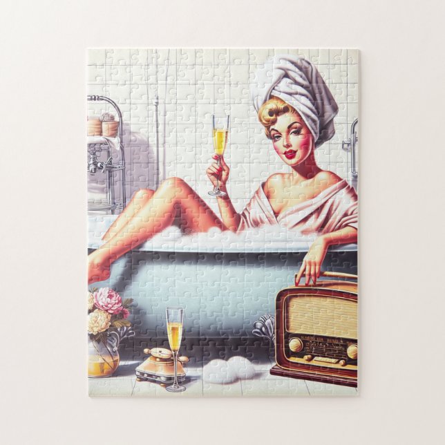 Vintage Bath Pin-Up Jigsaw Puzzle (Vertical)