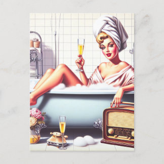 Vintage Bath Pin-Up Postcard