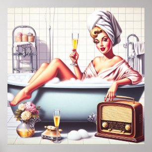 Vintage Bath Pin-Up Poster