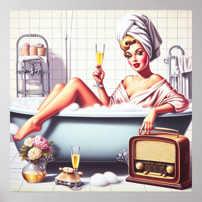 Vintage Bath Pin-Up Poster (Front)