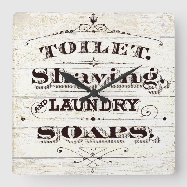 Vintage bath square wall clock (Front)