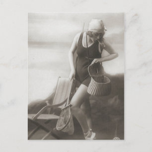 Vintage Bathing Beauty Flapper Girl Portraits Postcard
