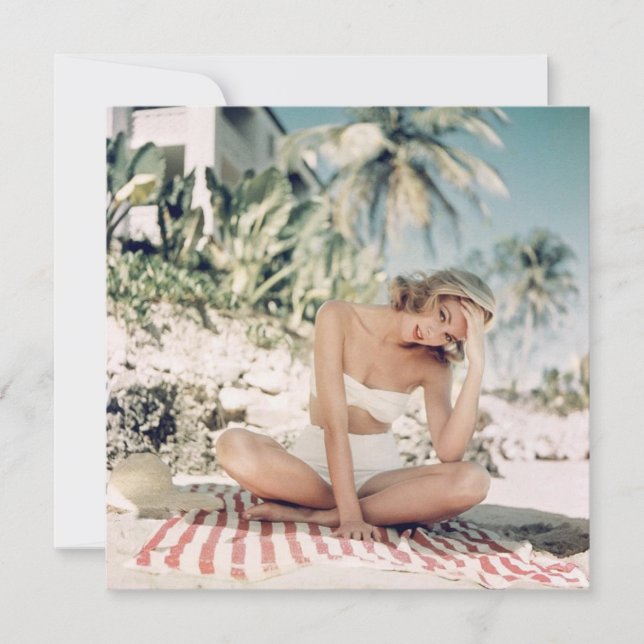 Vintage "Bathing Beauty" Flat Note Card (Front)