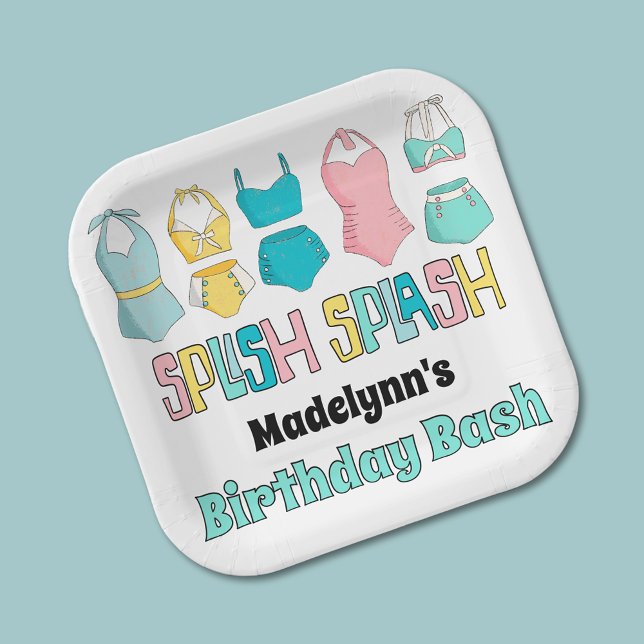 Vintage Bathing Suits Swimsuits Pool Party Paper Plate (Creator Uploaded)