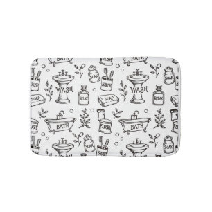 Vintage Bathroom Decor - White/Black Bath Mat
