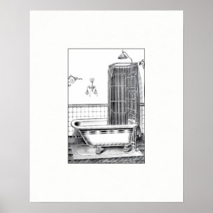 Vintage Bathtub Poster