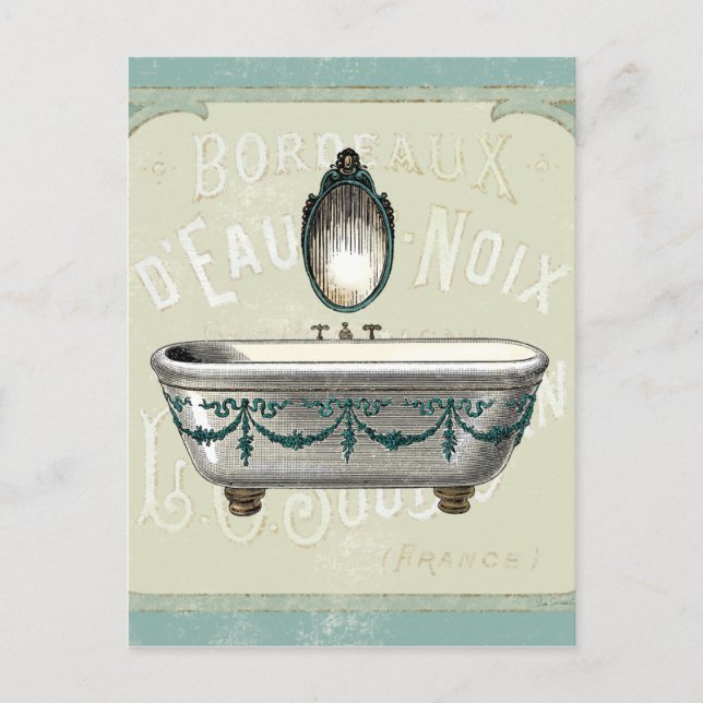 Vintage Bathtub with Mirror Postcard (Front)