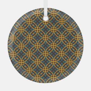 Vintage batik style on brown. glass tree decoration