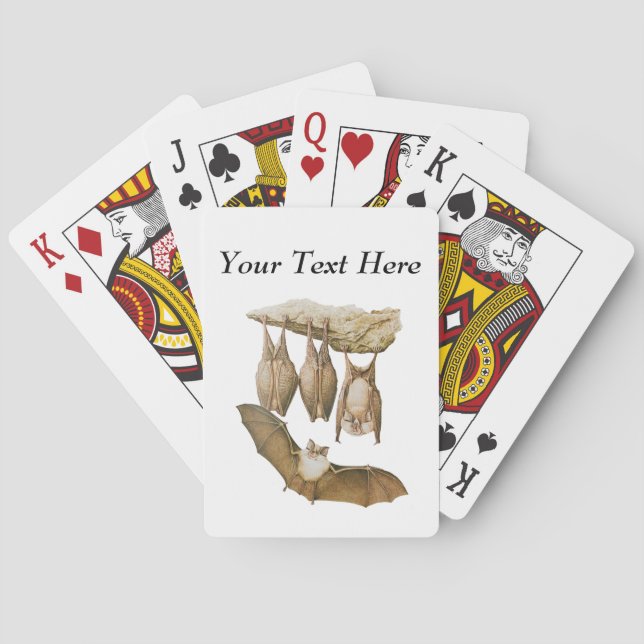 Vintage Bats Illustration, Animal Drawing Playing Cards (Back)