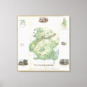 Vintage Battle of Brooklyn NY Map (1867) Canvas Print
