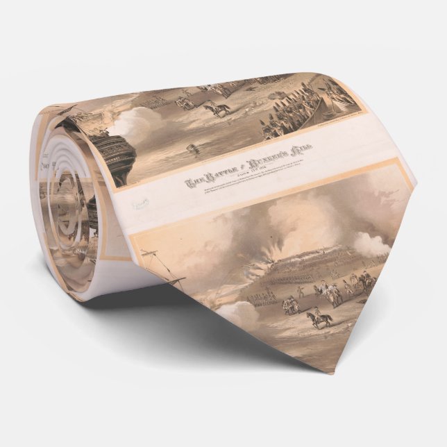 Vintage Battle of Bunker Hill Illustration (1875) Tie (Rolled)