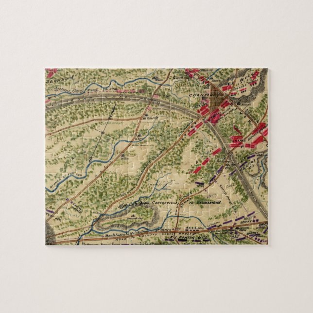Vintage Battle of Chantilly Map (1862) Jigsaw Puzzle (Horizontal)