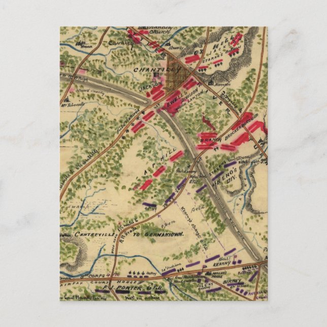 Vintage Battle of Chantilly Map (1862) Postcard (Front)