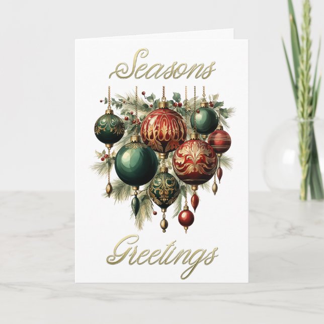 Vintage Baubles Christmas Card (Front)