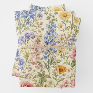 Vintage Bauern garten Cottage Garden Flowers Wrapping Paper Sheet