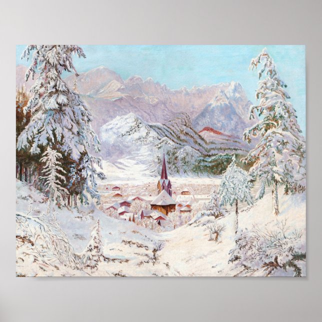 Vintage Bavarian Winter Christmas Art Poster (Front)