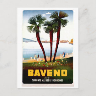 Vintage Baveno Italian travel advertising Postcard