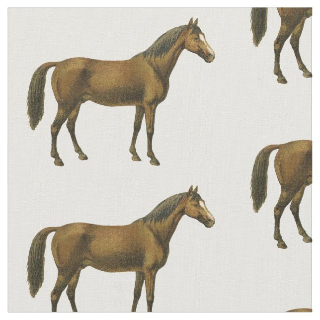 Vintage Bay Horse Fabric (Close Up)