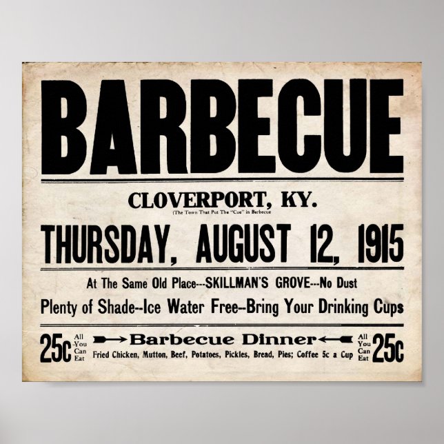 Vintage BBQ - Barbeque All You Can Eat Print (Front)
